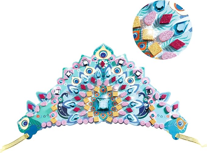 DJECO DIY Like A Princess Crown Craft Kit - Create Your Own Mosaic Tiara - Arts & Crafts for Kids - Fun & Creative for Family & Friends, Perfect for Gift for Children 5+ Years Girls & Boys