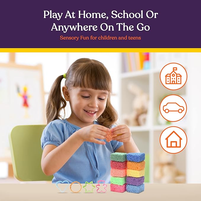 Special Supplies Fun Foam Modeling Foam Beads Play Kit, Children’s Educational Clay for Arts Crafts Kindergarten, Preschool Kids Toys Develop Creativity, Motor Skills (10-Pack)