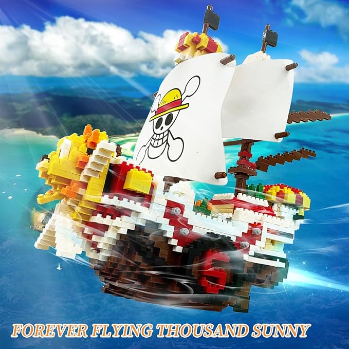 BEEGO One Piece Anime Building Kit Set, Thousand Sunny Ship Blocks Compatible with lego Featuring 2 Figures Luffy-Chopper, One Piece Merch Pirate Boat DIY Micro Brick Ideal Gift for Fans, Kid(2247PCS)