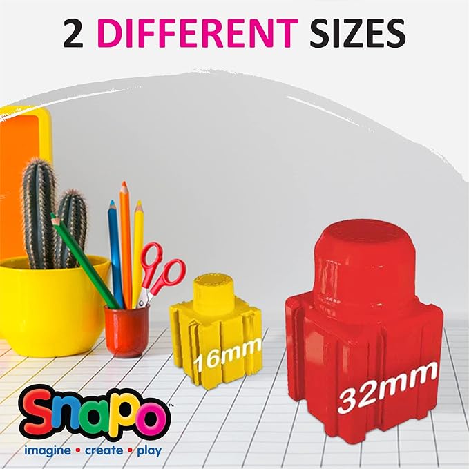 Snapo Jr. Advanced Builder Blocks for Toddlers 18 Months to 5 Years - Six-Sided Large Building Blocks - Build Planes, Cars and Trains - Unisex Stackable Assembly Blocks for Kids (80pcs)