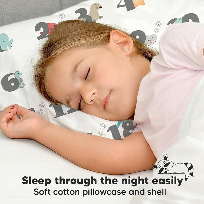 Toddler Pillow with Pillowcase - 13x18 My Little Dreamy Pillow, Organic Cotton Toddler Pillows for Sleeping, Kids Pillow, Travel Pillows, Mini Pillow, Nursery Pillow, Toddler Bed Pillow (Kea123)