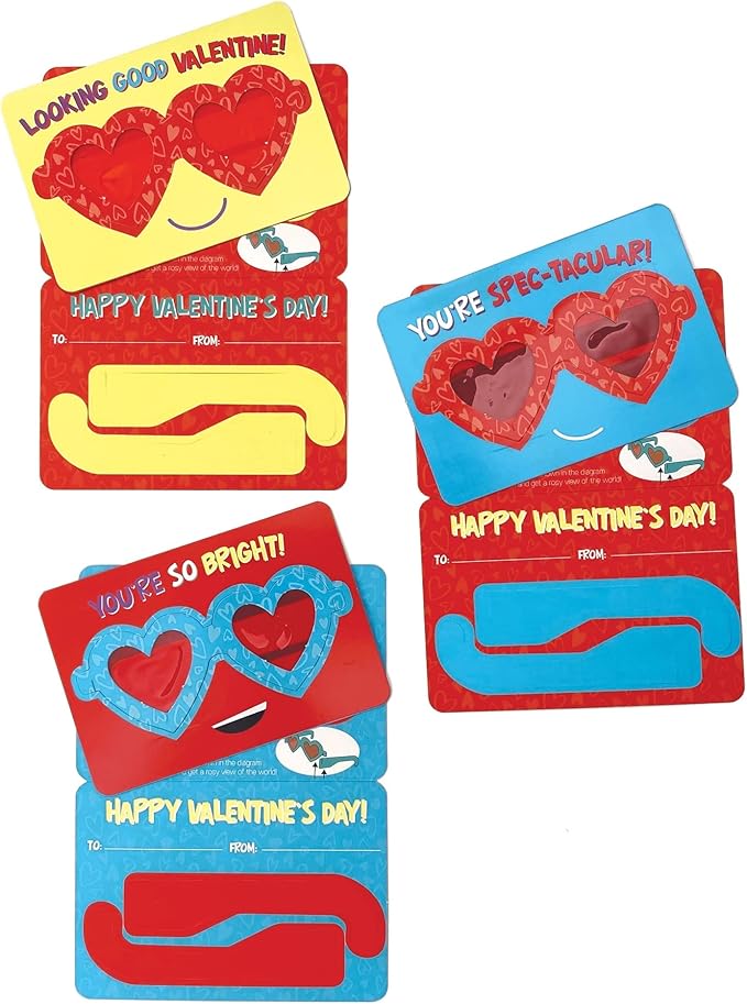Playhouse Heart Eyes Punch Out Glasses 28 Card Super Valentine Exchange Pack for Kids