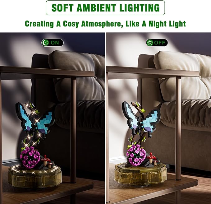 Mould King Butterfly Insect Building Block Set, Creative Flower Bug Kits Toys with Music Display Box, Collection DIY Office Home Decor for Adutls Kids Girls 8+, 10103