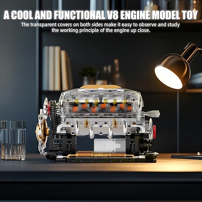Ideas V8 Engine Building Kit for Adults, Build Your Own MOC Mini V8 Engine Model Toy for Display, Compatible with Lego Sets for Boys 8-14, STEM Building Project for Kids & Teens (692 PCS)