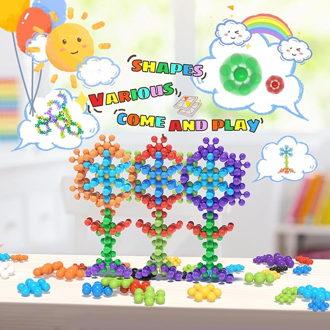 STEM Building Blocks Toy for Kids,300Pcs Interlocking Solid Plastic Educational Discs Toy,Classroom Must Haves Creativity Preschool Toy for Kids Aged 3+,Round Soft and Safe Material,Size Merge Set ﻿