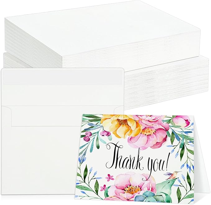 60 Sets Watercolor Cards with Envelopes, 140 lb/300 GSM Watercolor Paper Cards, 5x7 Inch Foldable Blank Watercolor Postcards and Envelopes for Greeting Cards, Wedding Invitations, Thank You Cards