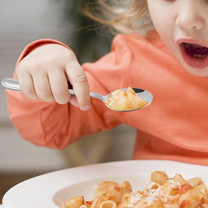 LIANYU 10-Piece Children Silverware Set, Kids Forks and Spoons Silverware Set, Stainless Steel Toddler Utensils Flatware, Child Cutlery for Home Preschools, Dishwasher Safe