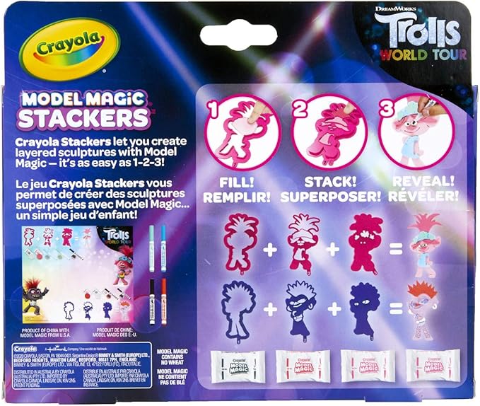 Crayola Trolls World Tour Model Magic Stackers, Trolls 2, Trolls Craft Kit, Gift for Kids, Ages 5, 6, 7, 8