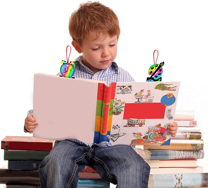 WATINC 60Pcs Welcome Back to School Scratch Bookmark, Magic Art Color DIY Craft Kit for Kids First Day of School Birthday Party Favor, Classroom Decoration, School Supplies Game for Boys Girls