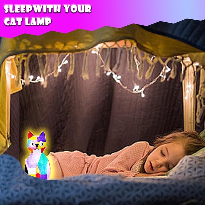 LTZFGZ DIY Cat Lamp Kit, Arts and Crafts for Kids Ages 4-6, Crafts Kit for Girls Ages 3-12, Painting kit for Kids 4-12, Kids Toys Birthday Gift for 4 5 6 7 8 9 Years Old Boys Girls