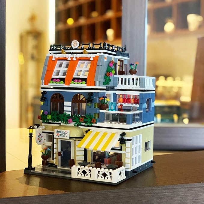 ENJBRICK Garden Hotel Assembly Square Building kit,Modular House Building Blocks Model Set for Teens and Adults.Collectible Display Toy Building Set 1316 PCS