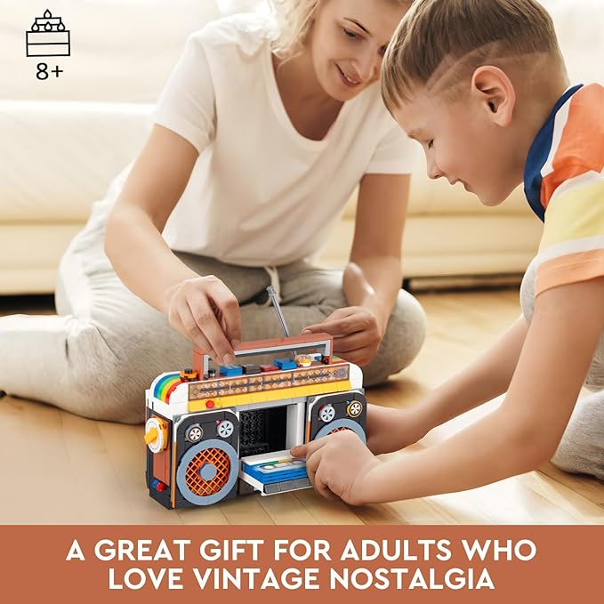 Retro Radio Classic Series Building Blocks Set, Collectible Vintage Music Player Display Mini Model Kit, Creative Gift Toys for Adults Kids 8+ (554 Pieces)
