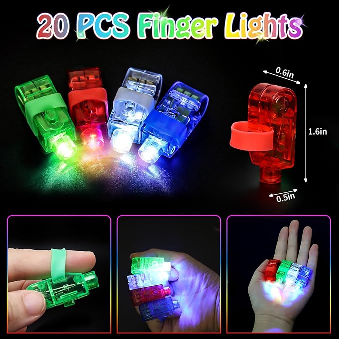 156 PCS Glow in the Dark Party Supplies, 12 Light Up Pop Tubes, 12 LED Glasses, 12 Light Up Headband, 20 Finger Lights and 100 Glow Sticks, Neon Party Favors for Glow Party, Birthday