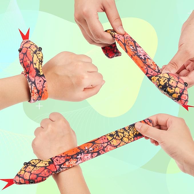 Chivao 10 Pieces Assorted Slap Bracelet Snake Snap Bracelet Sequin Animal Slap Bracelets Cool Halloween Snap Bracelets for Easter Halloween Party Favors