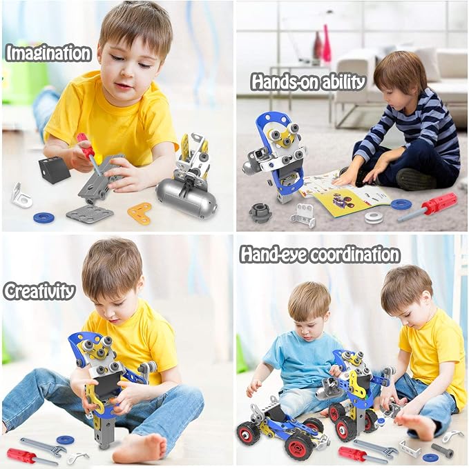HISTOYE Building Toys for Kids Age 4-8 Erector Sets for Boys Age 6-8-12 Stem Toys for 5+ Year Old Boys Robot Building Kit for Kids DIY Building Blocks Construction Toys Gifts for 4 5 6 7 8+ Years Old