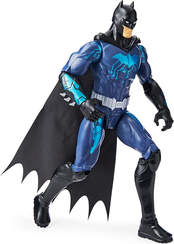 DC Comics Batman 12-inch Bat-Tech Batman Action Figure (Black/Blue Suit), Kids Toys for Boys Aged 3 and up