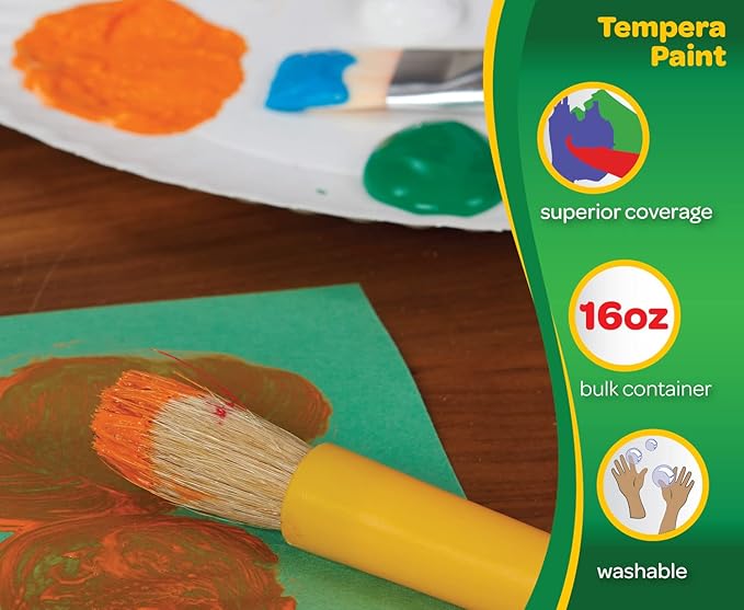 Crayola Premier Tempera Paint For Kids - Brown (16oz), Kids Classroom Supplies, Great For Arts and Crafts, Non Toxic, Easy Squeeze Bottle