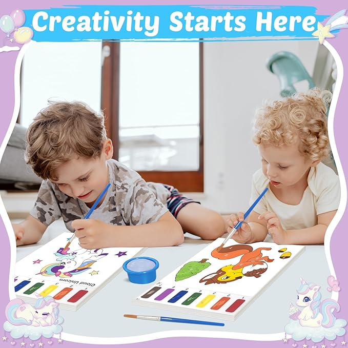 Watercolor Paint Books Set: 3 Pack Painting Books for Toddlers,Mess Free Coloring Book for 3 4 5 6 Years Old,Magic Book Art Craft Supplies for Christmas Travel Party Toy Gifts