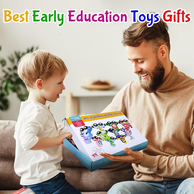 Toddlers Toy for 1 2 3 Years Old Boys Girls, 12 Magnetic Wooden Animal Digital Train Set with Storage Bag，Montessori Toys for 2-3 Years Old Toddlers, Christmas Birthday Easter Gift for Baby Toddlers