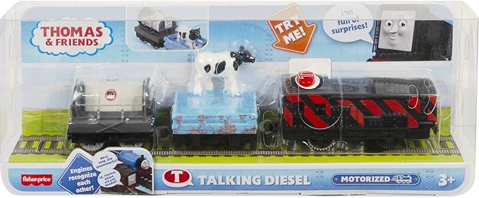 Thomas & Friends Motorized Toy Train Talking Diesel Engine with Sounds Phrases & Cow Cargo for Preschool Pretend Play Kids Ages 3+ Years