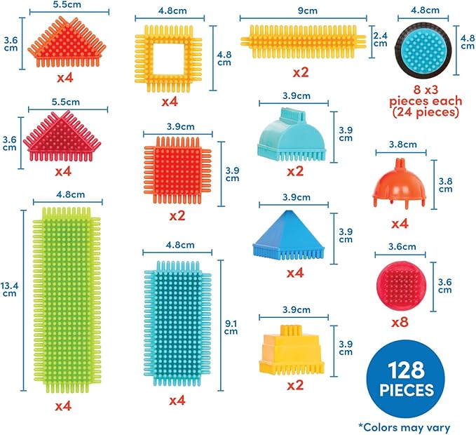 Battat- Bristle Blocks- STEM Interlocking Building Blocks- 80 pc Playset- Reusable Storage Bucket- Developmental Toys for Toddlers & Kids- Big Value Case- 2 Years +