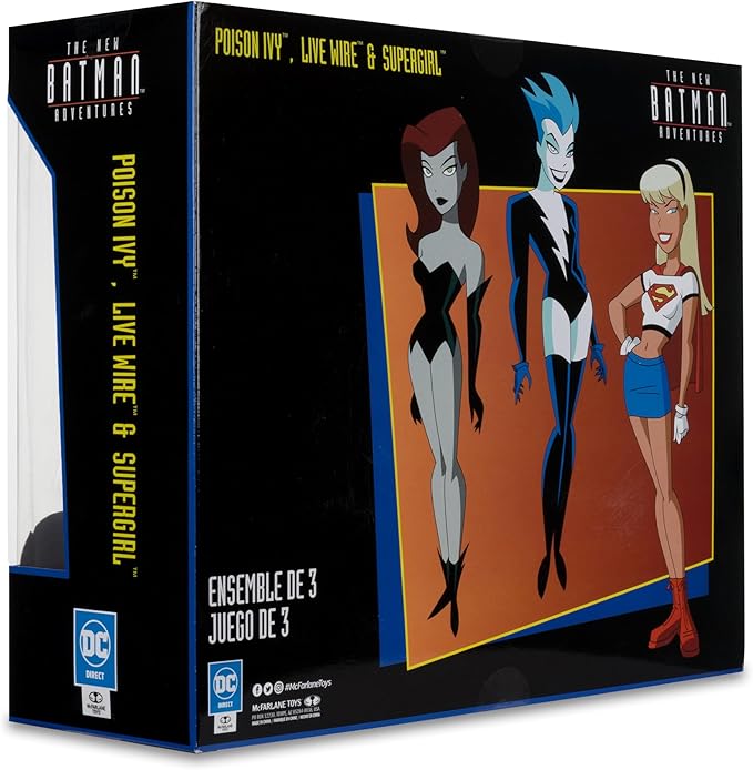 McFarlane Toys - The New Batman Adventures Poison Ivy Live Wire Supergirl (Girls' Night Out) 3pk Gold Label