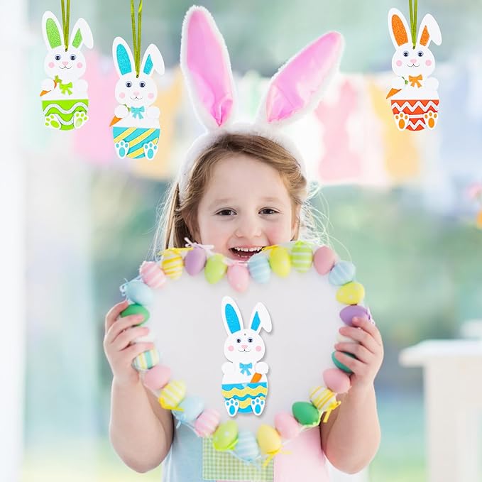 Fennoral 12 Pack Easter Bunny Craft for Kids Make You Own Easter Rabbit Foam Stickers Ornament DIY Easter Arts and Crafts for Easter Party Decoration Easter Gifts