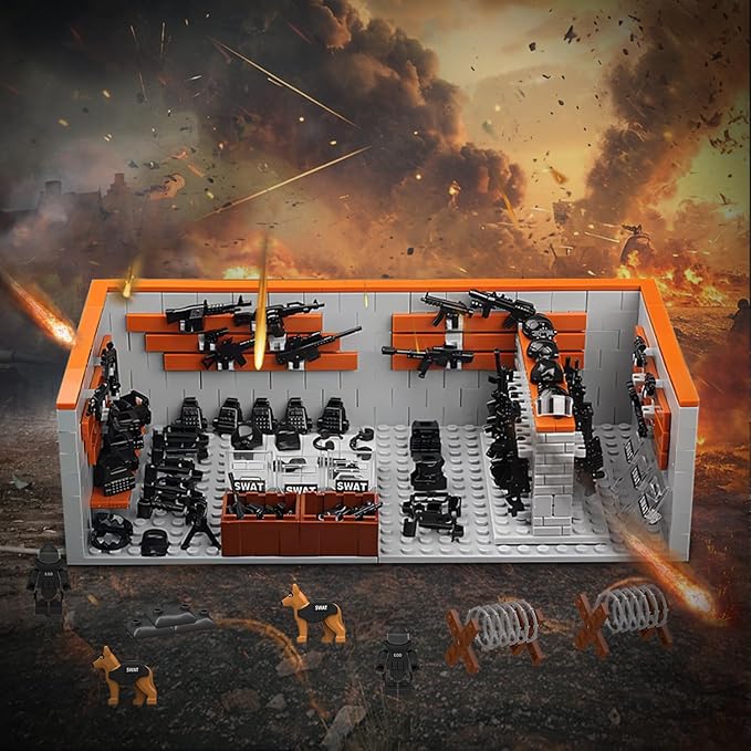 583 Piece Armory Building Set,WW2 Military Base Army Equipment Building Kit,STEM Battle Swat Team Toys,Weapon Pack Military Equipment Gear Sets,Christmas Birthday Gifts for Boys,Teens,Adults