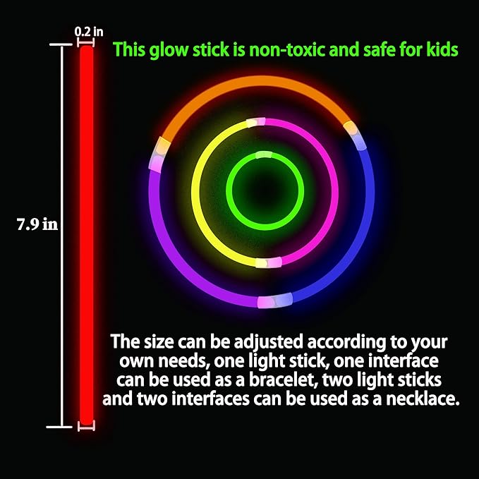 TGXRZX Glow Stick 100PCS, 7.9“, Glow stick bracelet, Glow necklace, use in the dark to make it glow, suitable for concerts, Halloween, Christmas, football parties, birthday party supplies. (White)
