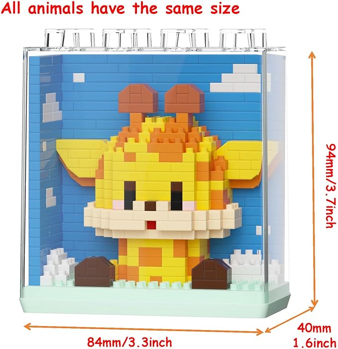 Mini Animals Building Blocks Set,with Pig, Tiger,Panda,Capybara,4Packs Kit Birthday Party Favor Gifts Toys for Ages 8-13﻿ (Block Zoo B 1386PCS)