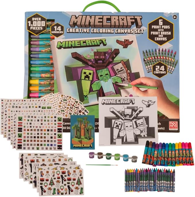 Innovative Designs Minecraft Creative Coloring Canvas Painting and Activity Set for Kids, 1000+ pcs
