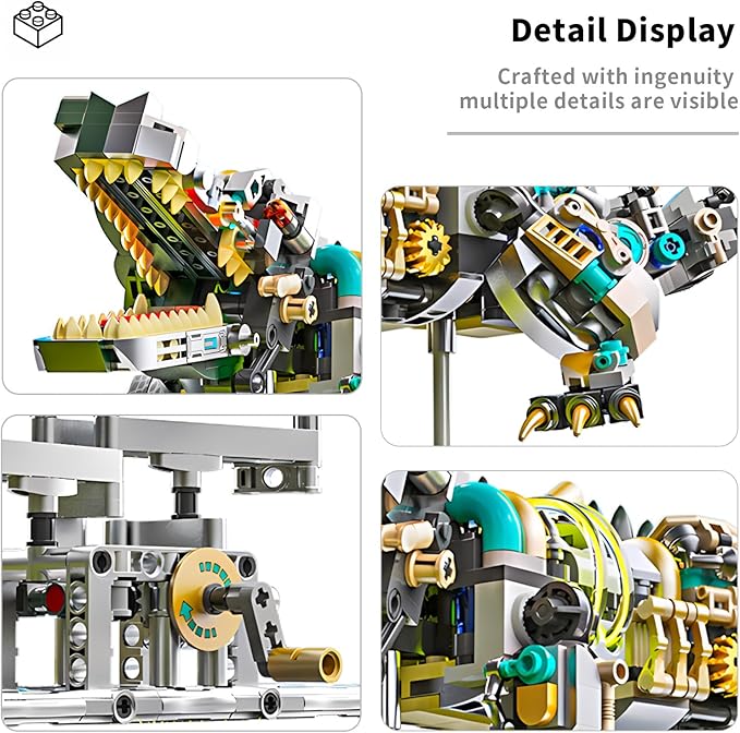 Mechanical Crocodile Building Set 996 Pieces Movable Animal with Display Stand Amphibians Building Block Toy Home Decor Gifts for Boys Teens Kids Adults Ages 6+