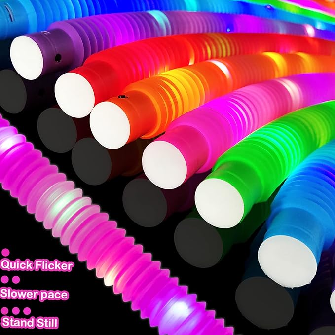 Glow Sticks Bulk Party Favor Supplies for Kids 48 PCS,Valentines LED Light up Pop Tubes for Toddlers,Glow in Dark Bracelet Necklace Accessories Decorations for Mardi Gras Birthday Wedding Camping