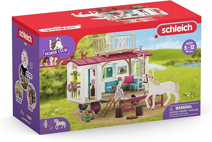 Schleich Horse Club 95-Piece Horse Set for Girls and Boys Ages, Camper for Secret Club Meetings Playset with Doll and Horse Toys