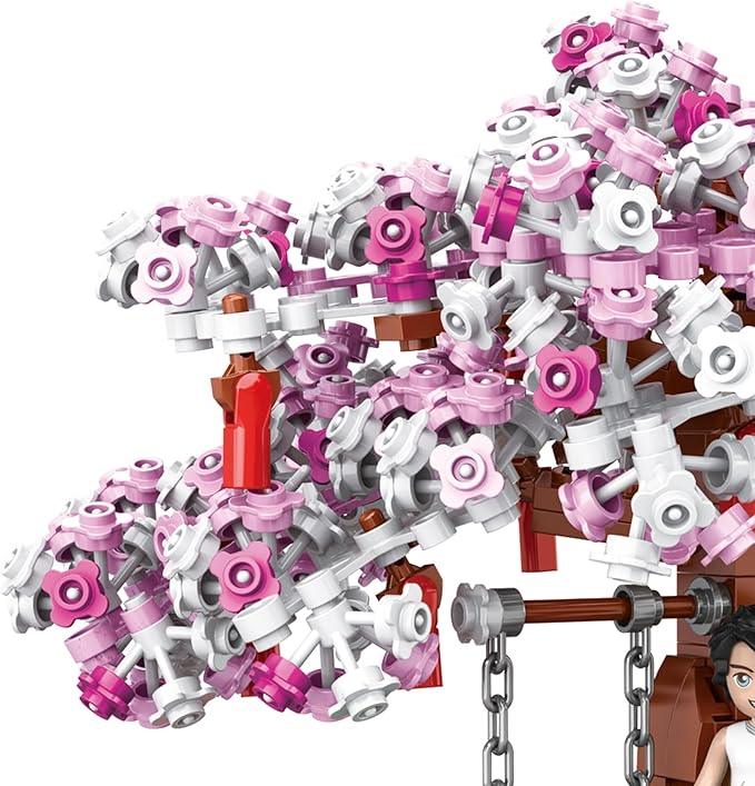 Small Bricks Cherry Blossom Tree Building Set Building Block Kit Sakura Bonsai DIY Toy Potted Plant Tree Regular Particle Simulation Flower Botanical Collection Construction Toy 648 Pcs 63001