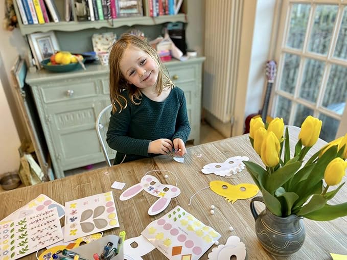 Talking Tables Easter Mask Making Craft Kit for Kids - Pack of 6 | Children Art Supplies, Fun Activities, Decorate for an Egg Hunt, Parade, Creative Gift (TSBUNNY-Masks)