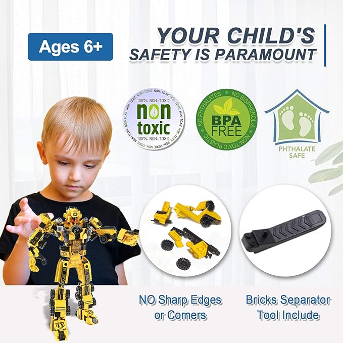 Robot STEM Building Toys for 6 Year Old Boys, 573 pcs Construction Toy Engineering Building Bricks Construction Vehicles Kit Best Gift for Kids Age 6 7 8 9 10 11 Year Old