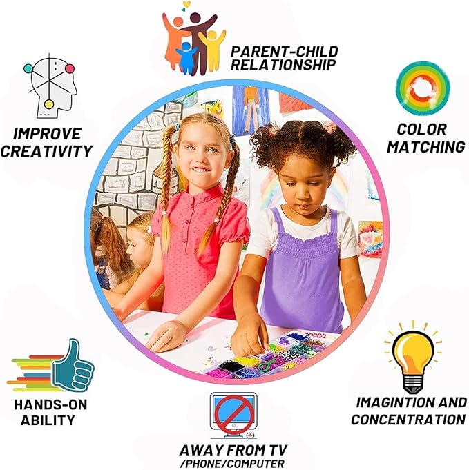 LINNYU 2500+ Rubber Band Bracelet Kit, 32 Colors Loom Bracelet Making Kit for Art and Craft, Rubber Bands Refill Loom Set with DIY Accessories for Girls & Boys