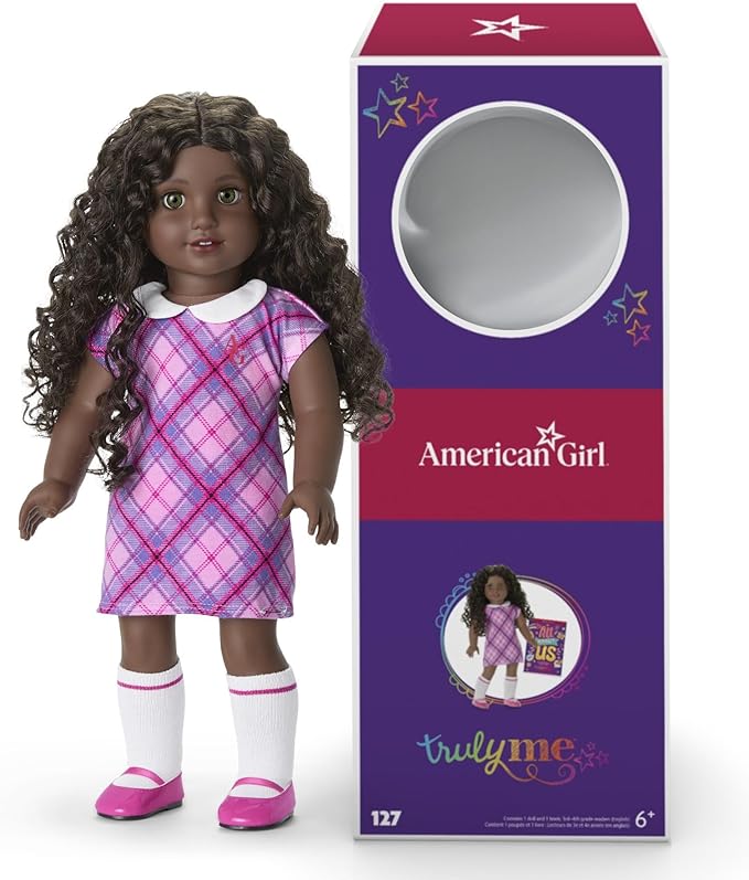 American Girl Truly Me 18-inch Doll #127 w/Hazel Eyes, Curly Dk-Brown Hair, Very Deep Skin & Neutral Undertones, for Ages 6+
