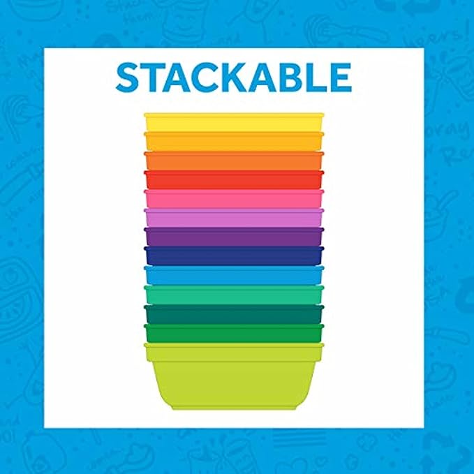 Re-Play Made in USA 12 Oz. Reusable Plastic Bowls, Pack of 3 Without Lid - Dishwasher and Microwave Safe Bowls for Snacks and Everyday Dining - Toddler Bowl Set 5.75" x 5.75" x 2", Blossom