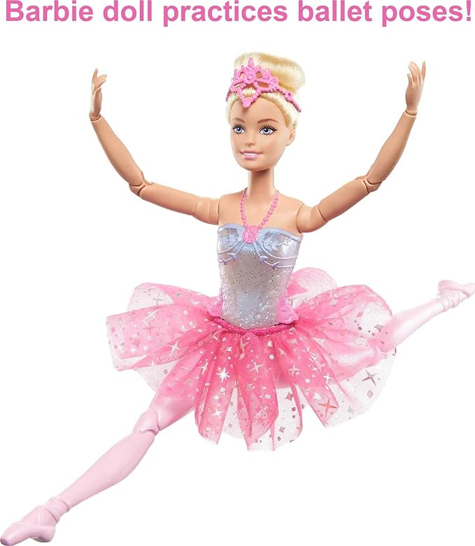 Barbie Dreamtopia Doll, Twinkle Lights Posable Ballerina with 5 Light-Up Shows, Sparkly Pink Tutu, Blonde Hair & Hair Accessory