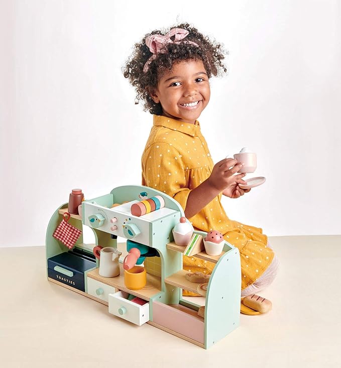 Tender Leaf Toys - Bird's Nest Café - 40 Pcs One-Stop Pretend Play Coffee Shop for Kids, Bakery and Cafe Set with Accessories - Promote Imaginative and Social Skills Development - Age 3+