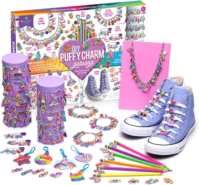 Craft-tastic — Puffy Charm Palooza — DIY Jewelry Craft Kit — Create Personalized Charms Using Easy to Make Puffy Charms — for Kids Ages 6 and Up