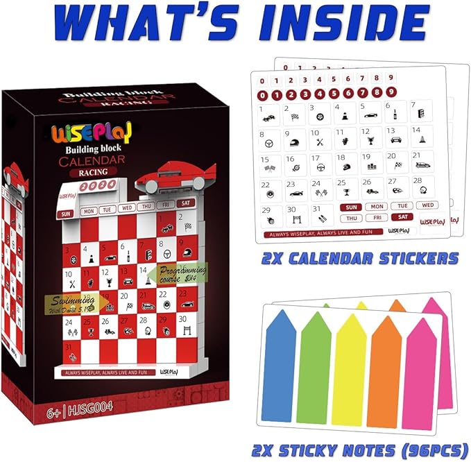 WIsePlay Calendar STEM Building Block Set 2024 Year - Stocking Stuffers for Boys - Unique Birthday and Christmas Gift for Kids