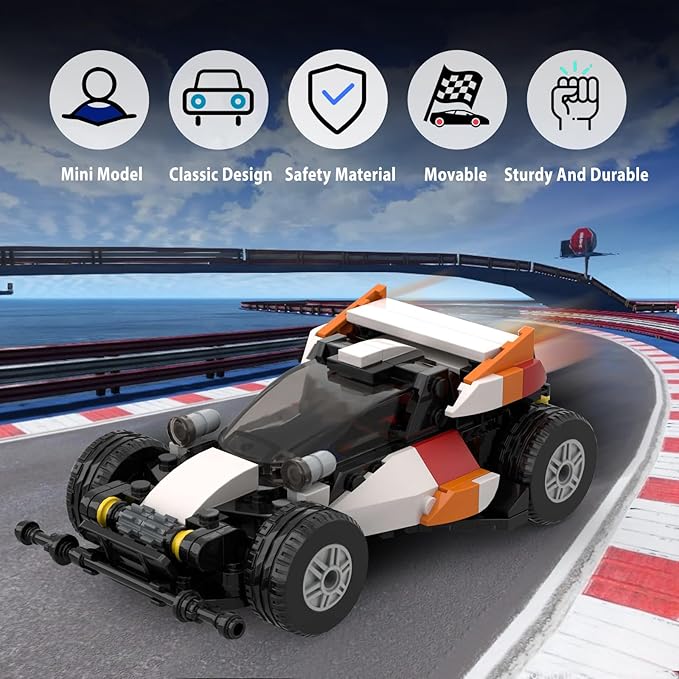 ZYLEGEN Sports Car MOC Building Block,Speed Champions Racing Cars Blocks Building Sets Toys, Technique Cyber Buggy Vehicle DIY Building Bricks for Kids and Adults,Birthday, Christmas Day Gift(Orange)