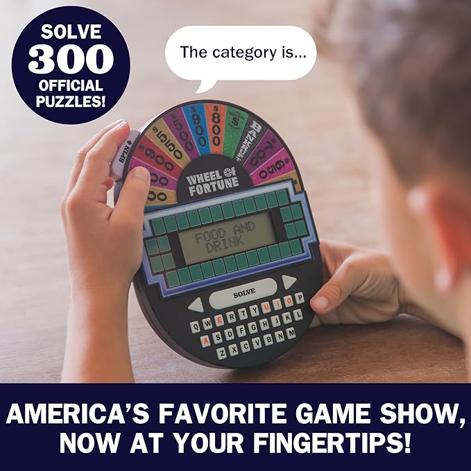 Educational Insights Wheel of Fortune Game - Handheld Electronic Game, Puzzle Games for Kids and Adults, Wheel of Fortune Gifts for Ages 8+, Easter Basket Stuffers