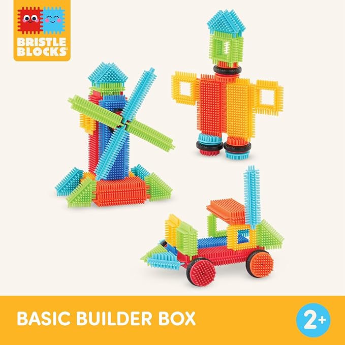 Battat- Bristle Blocks- STEM Interlocking Building Blocks- 36 pc Playset- Developmental Toys for Toddlers & Kid- Basic Builder Box- 2 Years +