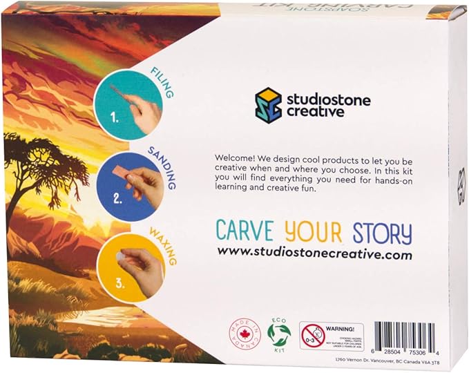 STUDIOSTONE CREATIVE DIY Arts & Crafts Carving Kit Kids Adults Lion Sculpture Soapstone
