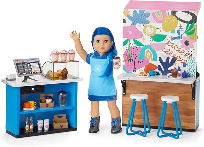 American Girl Truly Me 18-inch Doll Coffee Shop Playset with Pretend Espresso Machine and Cash Register, For Ages 6+