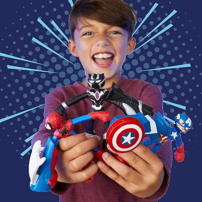 Play-Doh Marvel Captain America Stamping Shield with Bendy Action Figure, Imagination Toys for 4 Year Old Boys and Girls and Up